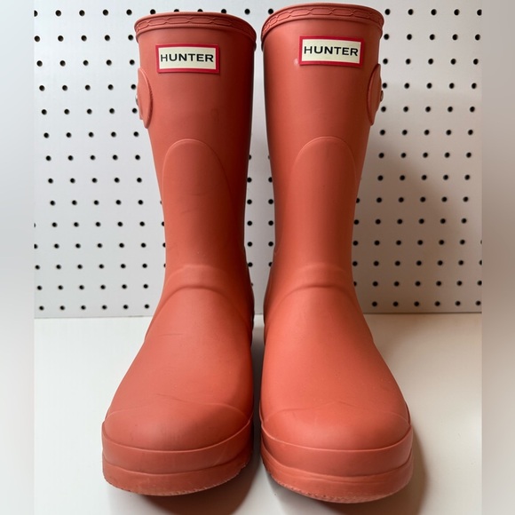 Hunter Original Short Tri Colour Logo Backstrap Boots US 9 EU 40/41 Red Flurry - Picture 7 of 17